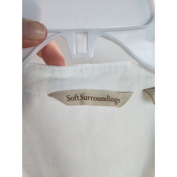 Soft Surroundings White Baby Doll Floral Embroidery Flax/Cotton Blouse sz Small - Picture 4 of 9